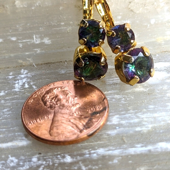 Natural Mystic Topaz with 7 TCW in 14K Gold Plated Earrings - Picture 5 of 5